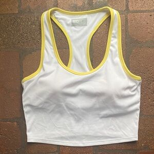 Beach Riot White Sports Bra with Yellow Accents